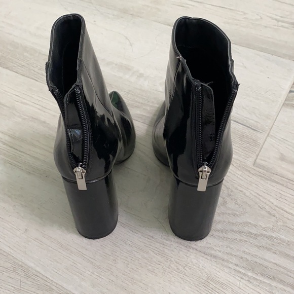 Black Faux Patent Leather Ankle Boots - Picture 3 of 4